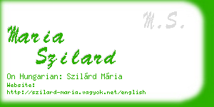 maria szilard business card