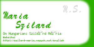 maria szilard business card